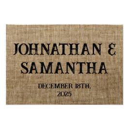 Gepersonaliseerde bruiloft rustieke burlap natuur  foto afdruk