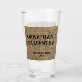 Gepersonaliseerde bruiloft rustieke burlap natuur  glas (Voorkant)