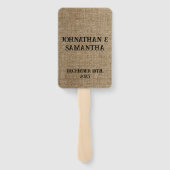 Gepersonaliseerde bruiloft rustieke burlap natuur handwaaier (Achterkant)