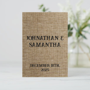 Gepersonaliseerde bruiloft rustieke burlap natuur kaart