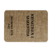 Gepersonaliseerde bruiloft rustieke burlap natuur magneet (Horizontaal)