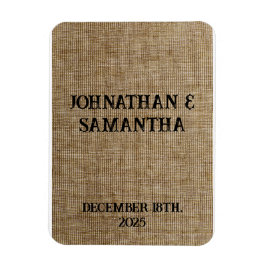 Gepersonaliseerde bruiloft rustieke burlap natuur  magneet