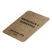 Gepersonaliseerde bruiloft rustieke burlap natuur magneet (Linkerzijde)