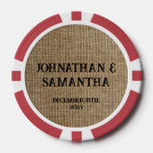 Gepersonaliseerde bruiloft rustieke burlap natuur poker chips (Voorkant)