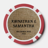 Gepersonaliseerde bruiloft rustieke burlap natuur  poker chips (Achterkant)