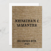 Gepersonaliseerde bruiloft rustieke burlap natuur  programmakaart (Voorkant / Achterkant)