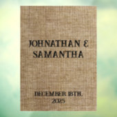 Gepersonaliseerde bruiloft rustieke burlap natuur raamsticker (Vel 3)