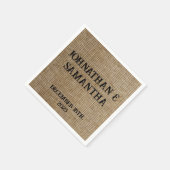 Gepersonaliseerde bruiloft rustieke burlap natuur  servet (Hoek)