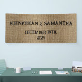 Gepersonaliseerde bruiloft rustieke burlap natuur  spandoek (Beurs)