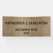 Gepersonaliseerde bruiloft rustieke burlap natuur  spandoek (Horizontaal)