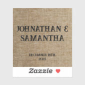 Gepersonaliseerde bruiloft rustieke burlap natuur sticker (Vel)