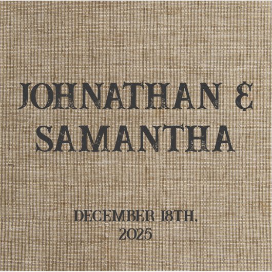 Gepersonaliseerde bruiloft rustieke burlap natuur  sticker (Voorkant)