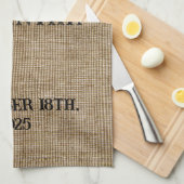 Gepersonaliseerde bruiloft rustieke burlap natuur theedoek (Quarter Fold)