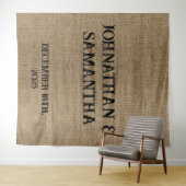 Gepersonaliseerde bruiloft rustieke burlap natuur wandkleed (In Situ (horizontaal))