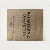 Gepersonaliseerde bruiloft rustieke burlap natuur wandkleed (Voorkant (horizontaal))