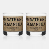 Gepersonaliseerde bruiloft rustieke burlap natuur  whisky glas (Voorkant)