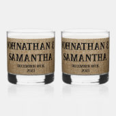 Gepersonaliseerde bruiloft rustieke burlap natuur  whisky glas (Achterkant)