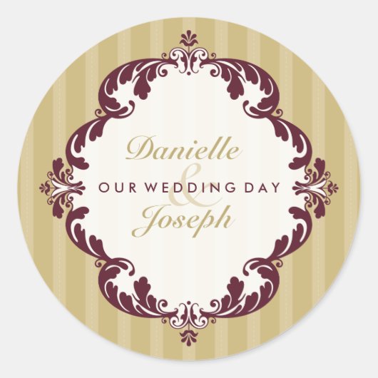 GEPERSONALISEERDE BRUILOFT SEAL :: bloeiende delux Ronde Sticker (Voorkant)