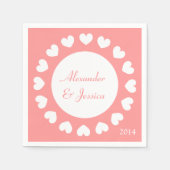 Gepersonaliseerde bruiloft servetten | koraal met  (Voorkant)