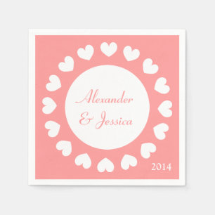 Gepersonaliseerde bruiloft servetten   koraal met