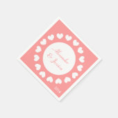 Gepersonaliseerde bruiloft servetten | koraal met  (Hoek)