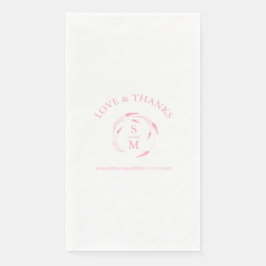 Gepersonaliseerde bruiloft servetten monogram roze