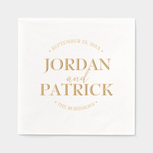 Gepersonaliseerde bruiloft servetten Naam en datum (Voorkant)