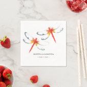 Gepersonaliseerde bruiloft servetten rode libel (Insitu)