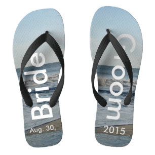 Gepersonaliseerde bruiloft strand zand teenslippers