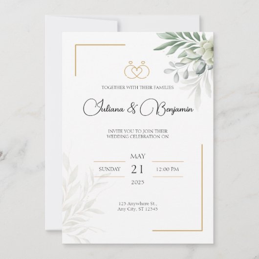 Gepersonaliseerde bruiloft uitnodiging Aangepaste  (Voorkant)