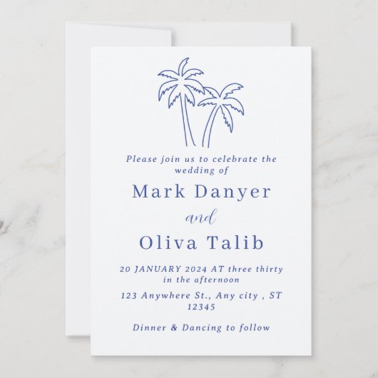 Gepersonaliseerde bruiloft uitnodiging Kaart – Ele (Voorkant)