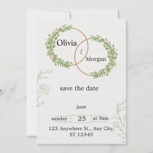 Gepersonaliseerde bruiloft uitnodiging Kaarten - T (Voorkant)