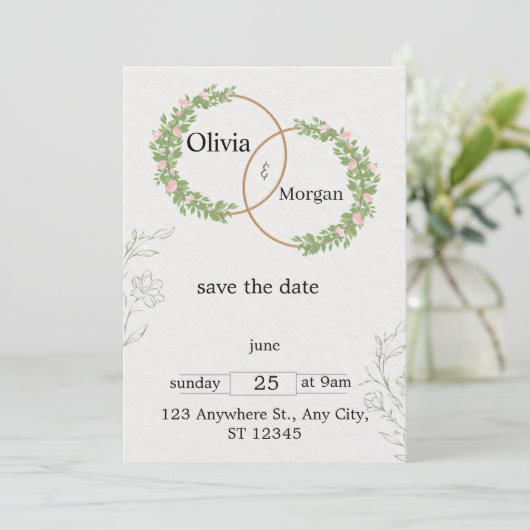 Gepersonaliseerde bruiloft uitnodiging Kaarten - T (Staand voorkant)