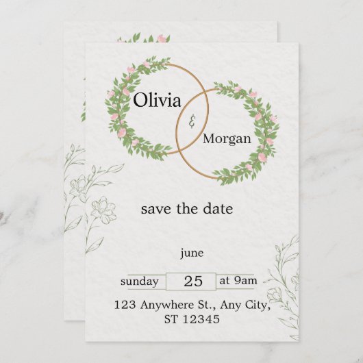 Gepersonaliseerde bruiloft uitnodiging Kaarten - T (Voorkant / Achterkant)