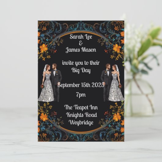 Gepersonaliseerde bruiloft uitnodigingen en uitnod (Staand voorkant)