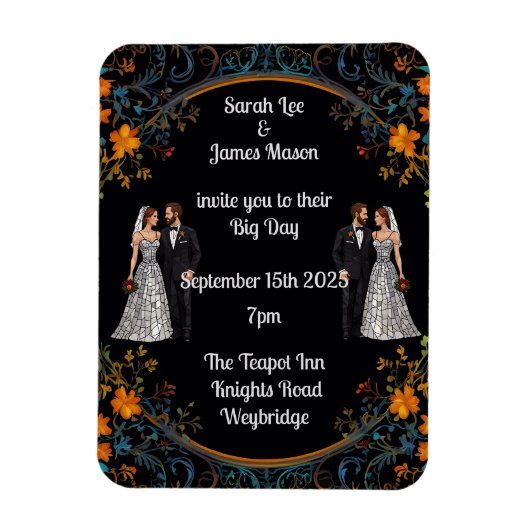 Gepersonaliseerde bruiloft uitnodigingen en uitnod magneet (Verticaal)