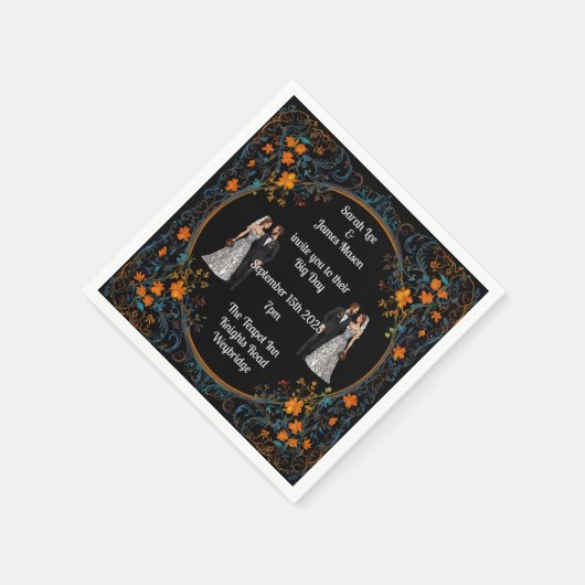 Gepersonaliseerde bruiloft uitnodigingen en uitnod servet (Hoek)