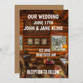 GEPERSONALISEERDE BRUILOFT UITNODIGINGEN LOG CABIN (Voorkant / Achterkant)