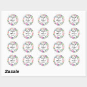 Gepersonaliseerde bruiloft Verloving roze Paarse b Ronde Sticker (Vel)