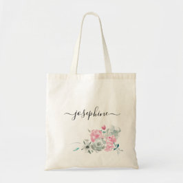 Gepersonaliseerde bruiloft Waterverf boho bloem sc Tote Bag