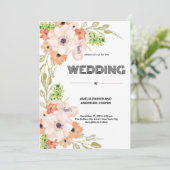 Gepersonaliseerde bruiloft Waterverf Floral Kaart (Staand voorkant)