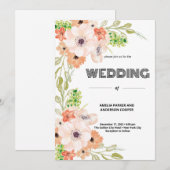 Gepersonaliseerde bruiloft Waterverf Floral Kaart (Voorkant / Achterkant)