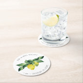 Gepersonaliseerde bruiloft Waterverf Lemon Ronde Kartonnen Onderzetter (Insitu)