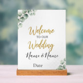 Gepersonaliseerde bruiloft welkom acryl bord (Neutraal)