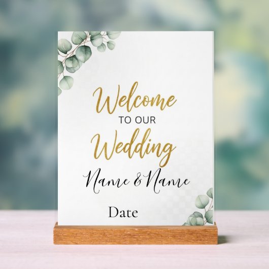 Gepersonaliseerde bruiloft welkom acryl bord (Neutraal)