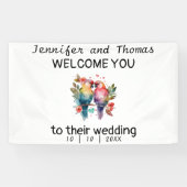 Gepersonaliseerde bruiloft welkom banner Torteldui (Horizontaal)