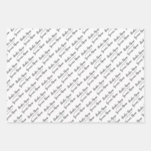 Gepersonaliseerde bruiloft wens zilver goud zwart inpakpapier vel (Voorkant 3)