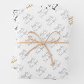Gepersonaliseerde bruiloft wens zilver goud zwart  inpakpapier vel (In situ)