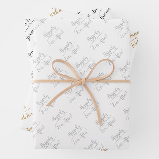 Gepersonaliseerde bruiloft wens zilver goud zwart  inpakpapier vel (In situ)