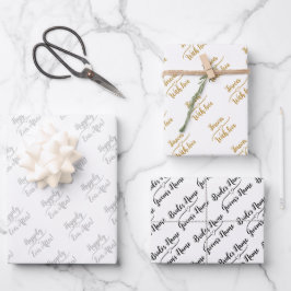 Gepersonaliseerde bruiloft wens zilver goud zwart  inpakpapier vel